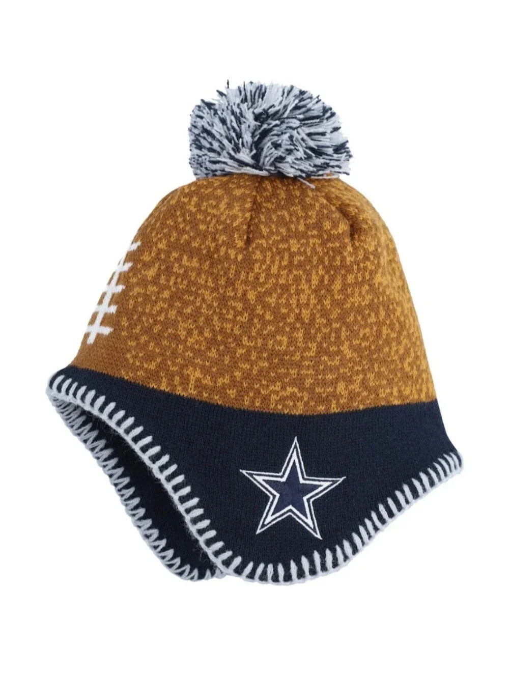 NFL Dallas Cowboys Football Head Knit Hat with Pom Preschool
